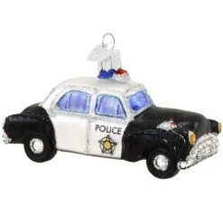 Vintage Police Car Glass Ornament