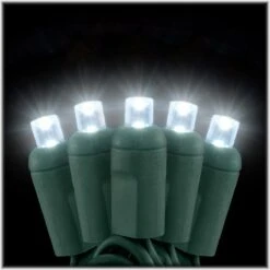 Pure White LED 50 Rectified Conical Light Set On Green Cord