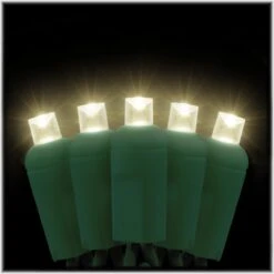 Warm White LED 50 Rectified Conical Light Set On Green Cord