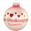 Personalized Great Granddaughter With Hearts Glass Ornament