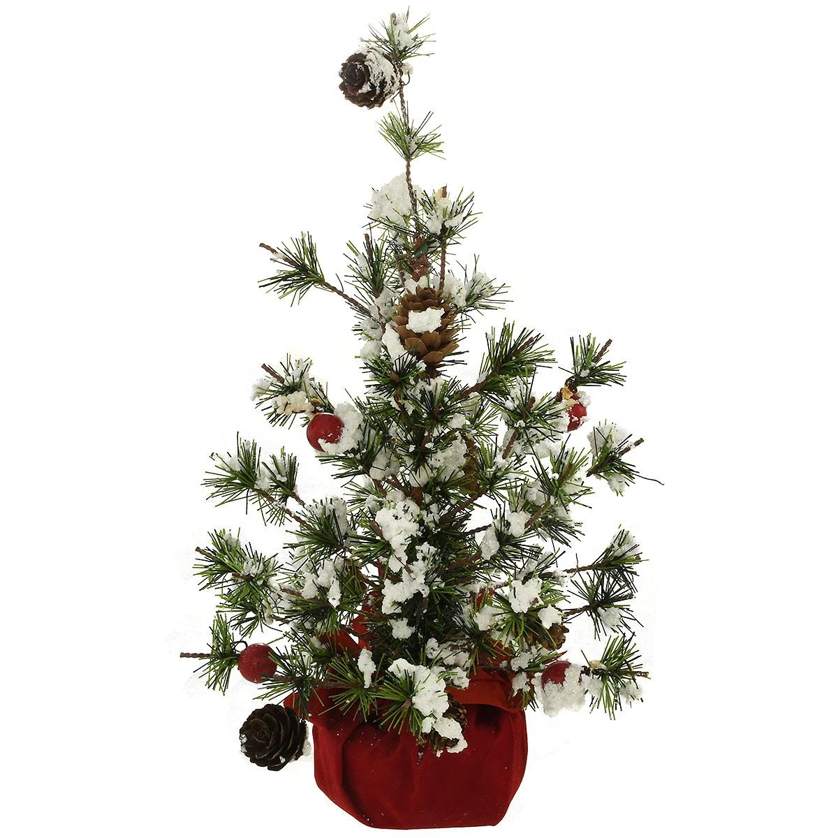 13 Inch Flocked Tree With Red Velvet Base 1 13 Inch Flocked Tree With Red Velvet Base