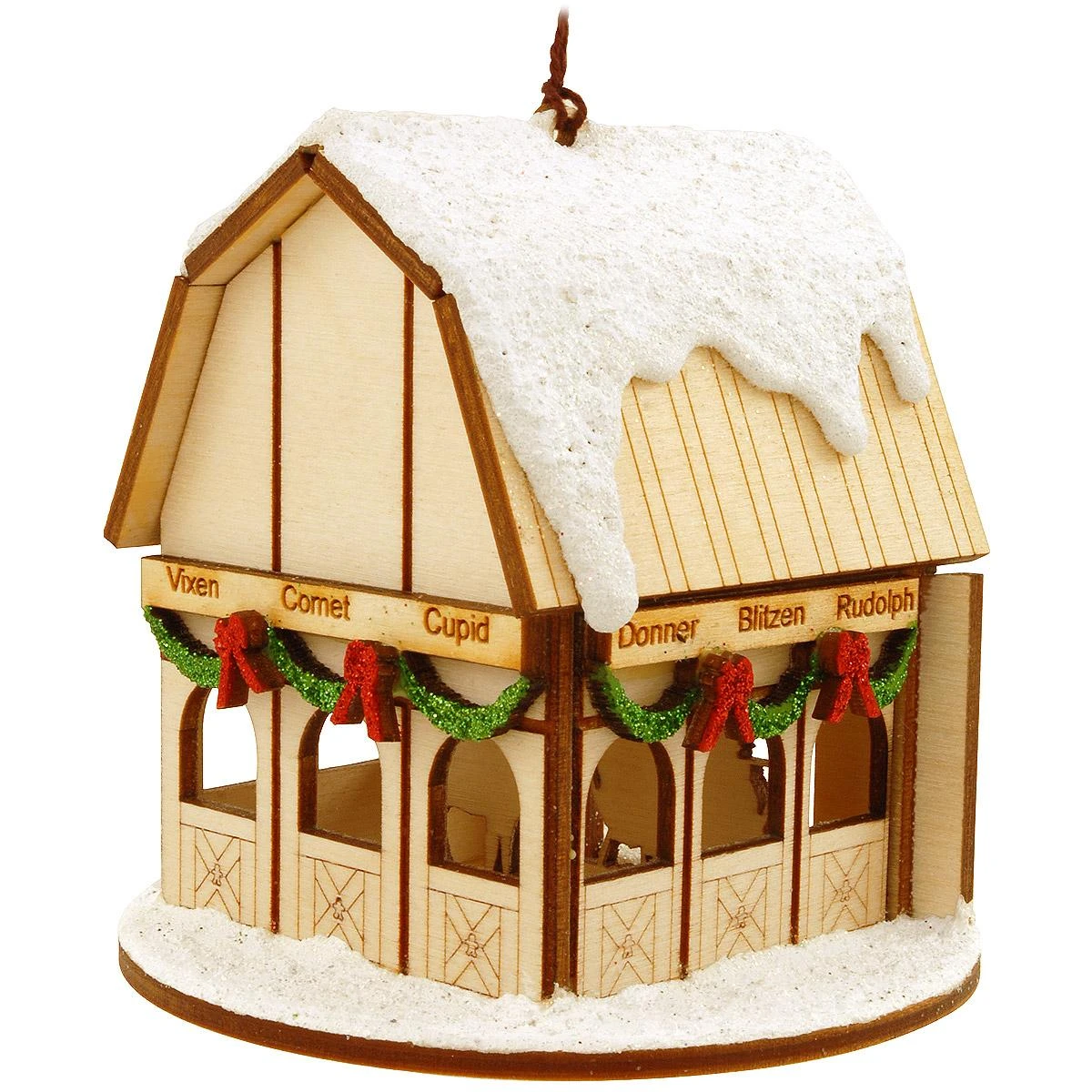 Santa's Reindeer Barn Wood Ornament 3 Santa's Reindeer Barn Wood Ornament - Image 3