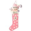 Personalized Baby's First Christmas Pink Stocking Ornament