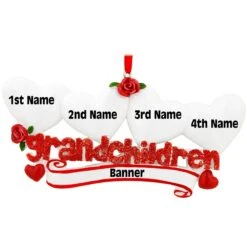 Personalized Grandchildren With Four Hearts Ornament 5 Personalized Grandchildren With Four Hearts Ornament -Christmas Decoration Store 1166210 web 3