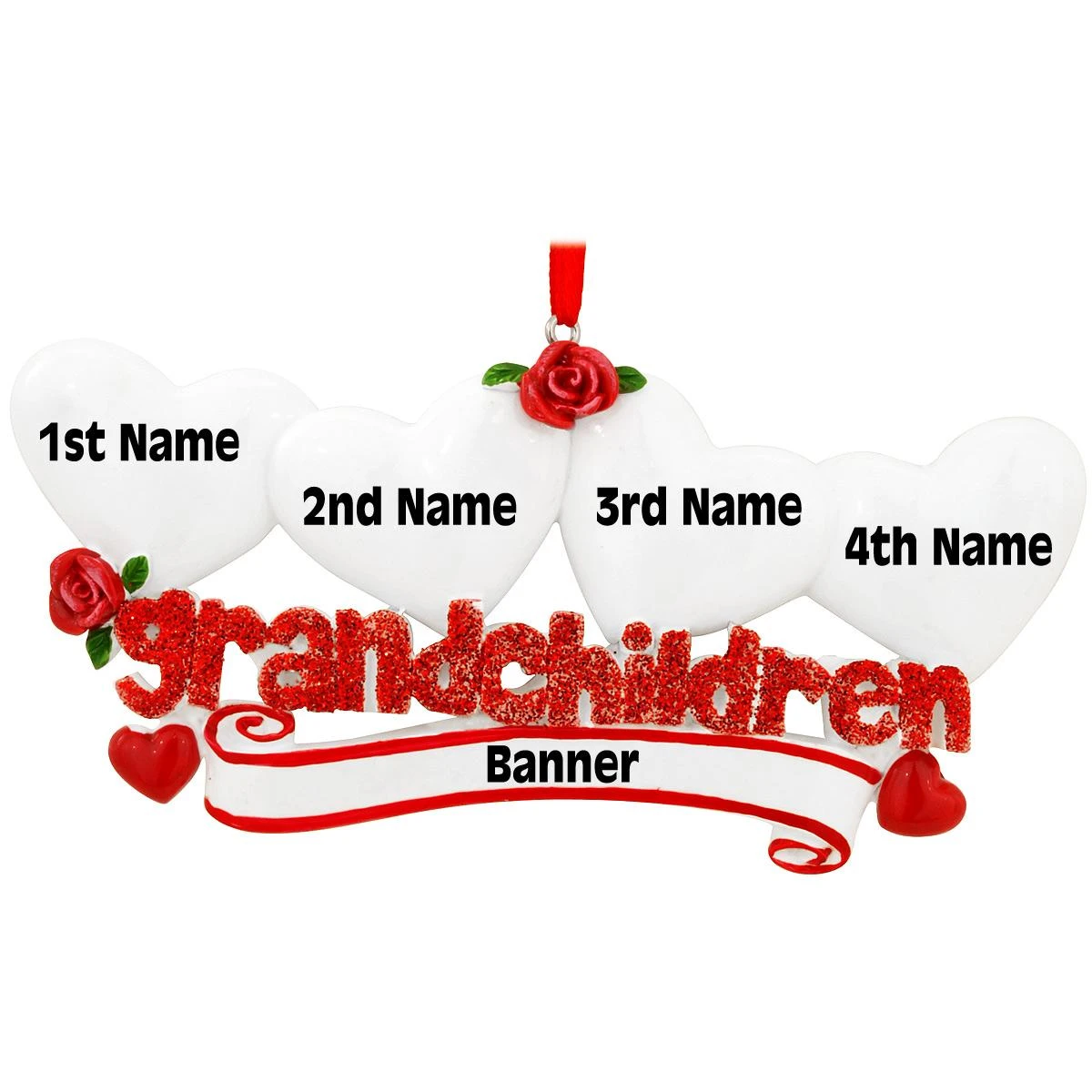 Personalized Grandchildren With Four Hearts Ornament 3 Personalized Grandchildren With Four Hearts Ornament - Image 3