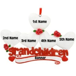 Personalized Grandchildren With Five Hearts Ornament -Christmas Decoration Store 1166211 web 4