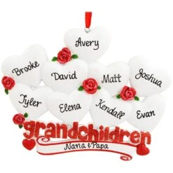 Personalized Grandchildren With 9 Hearts Ornament