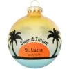 Personalized Beach Silhouette With Sunset Glass Ornament