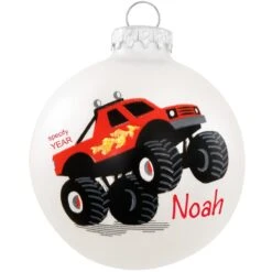 Personalized Monster Truck Glass Ornament