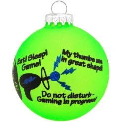 Neon Green Video Gamer Glass Ornament -Christmas Decoration Store 1166636 web 3