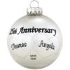 Personalized 25th Anniversary Hearts Swirls Glass Ornament