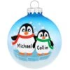 Personalized Penguin Parent With Kid Glass Ornament