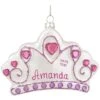 Personalized Princess Crown With Jewels Glass Ornament