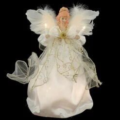 12 Inch White And Gold Angel Tree Top