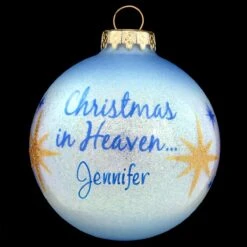 Personalized Christmas In Heaven Sparkle Glass Ornament