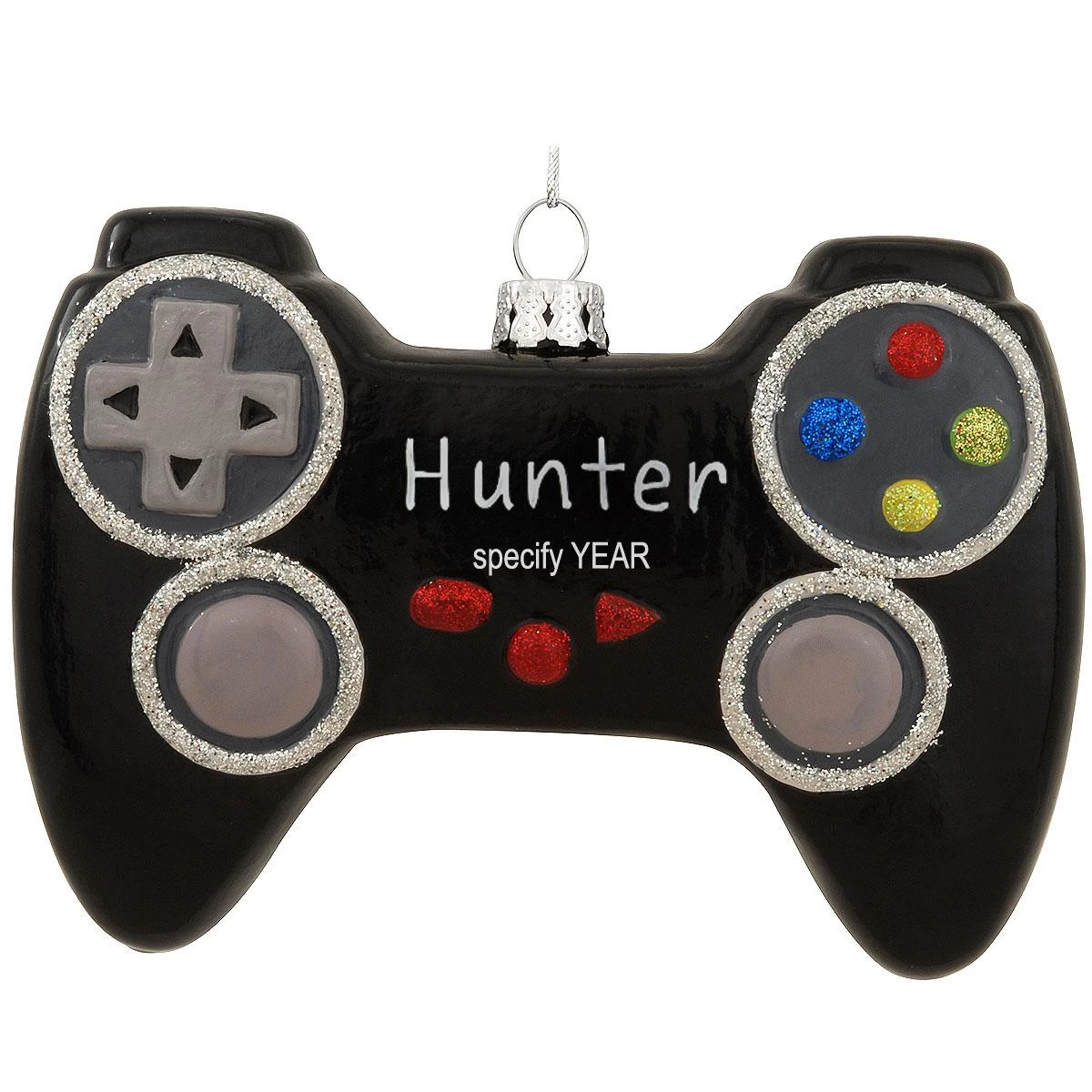 Personalized Black Video Game Controller Glass Ornament 1 Personalized Black Video Game Controller Glass Ornament