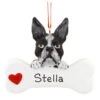 Personalized Boston Terrier With Bone Ornament