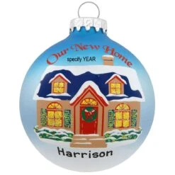 Personalized Our New Home Three-Tone Glass Ornament