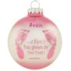 Personalized Pink Baby Footsteps Glass Ornament
