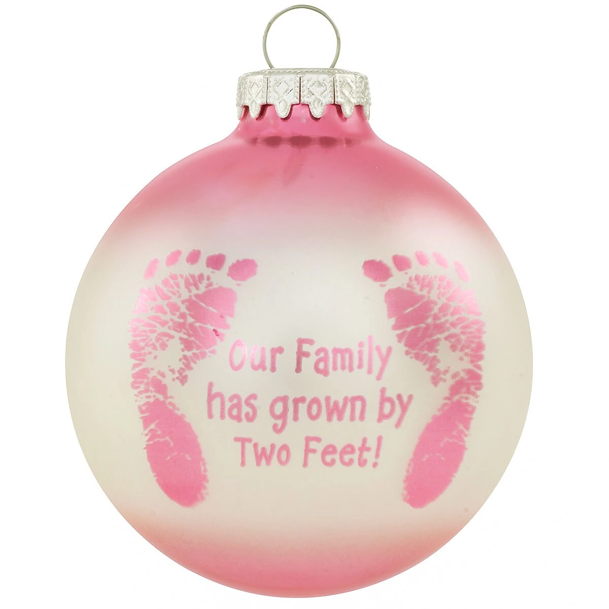 Personalized Pink Baby Footsteps Glass Ornament 2 Personalized Pink Baby Footsteps Glass Ornament - Image 2
