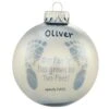 Personalized Blue Baby Footsteps Glass Ornament