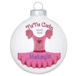 Personalized TuTu Cute Sparkle Glass Ornament