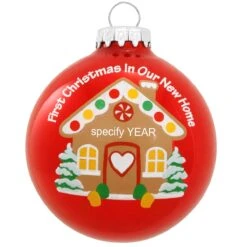 Personalized First Christmas In Our New Home Gingerbread House Glass Ornament