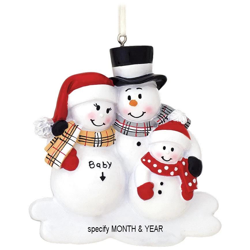 Personalized We're Expecting Snowfamily With 1 Child Ornament 1 Personalized We're Expecting Snowfamily With 1 Child Ornament