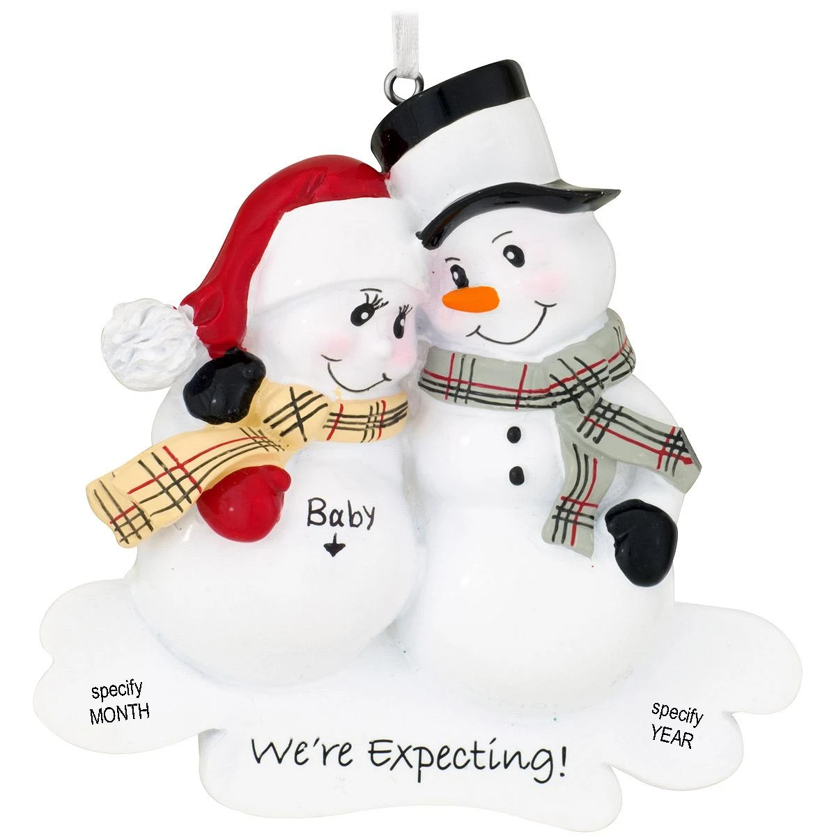 Personalized We're Expecting Snowman Couple Ornament 1 Personalized We're Expecting Snowman Couple Ornament