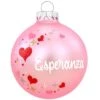 Personalized Pink Heart Swirl Glass Ornament