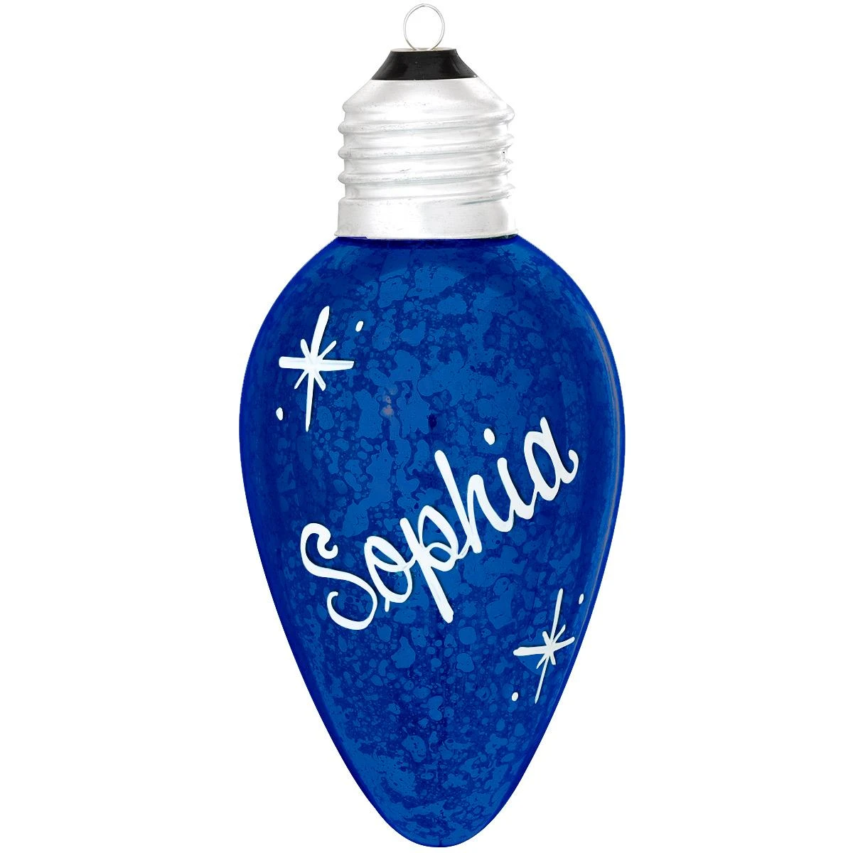 Personalized Blue Light Bulb Glass Ornament 1 Personalized Blue Light Bulb Glass Ornament