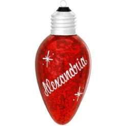 Personalized Red Light Bulb Glass Ornament