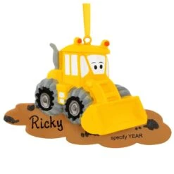 Personalized Yellow Bulldozer Ornament