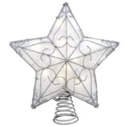 11 Inch Silver Star Tree Topper With 10 Mini Lights