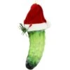 5 Inch Pickle With Santa Hat Glass Ornament