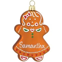 Personalized Gingerbread Girl Glass Ornament