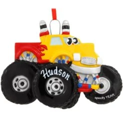 Personalized Yellow Monster Truck Ornament
