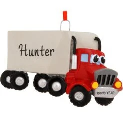 Personalized Red Cartoon Semi Truck Ornament