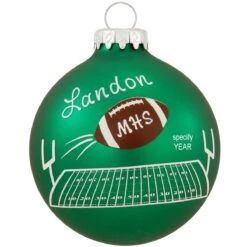 Personalized Football Over Field Glass Ornament