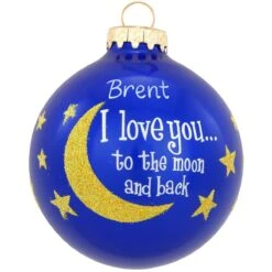 Personalized I Love You To The Moon And Back Glass Ornament