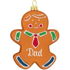 Personalized Gingerbread Dad Glass Ornament
