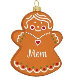 Personalized Gingerbread Mom Glass Ornament