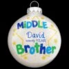 Personalized Middle Brother Glass Sparkle Ornament