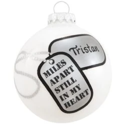 Personalized Miles Apart Still In My Heart Glass Ornament