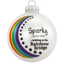 Personalized Rainbow Bridge Pet Remembrance Glass Ornament