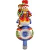 Snowman With Cardinal And Lantern Glass Tree Topper