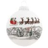 Santa In Sleigh Over Bronner's Glass Heart Gifts Ornament
