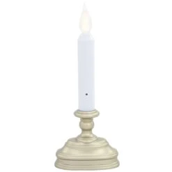 8.5 Inch Battery Operated Candle With Pewter Holder