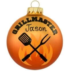 Personalized Grillmaster Glass Ornament