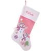 20.5 Inch Personalized Pink Knit Stocking With Snowmen